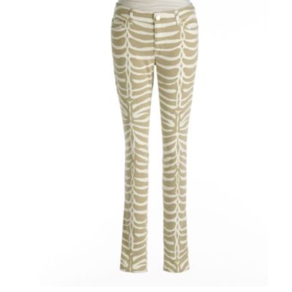Micheal Kors Zebra Print Jean Leggings skinny Khaki 4 - Picture 1 of 16